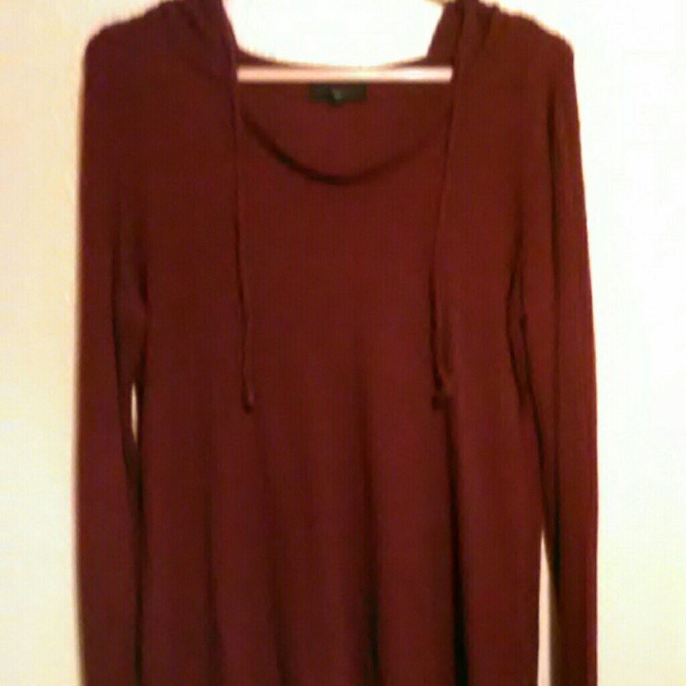 Aeropostale burgundy hooded knit sweater